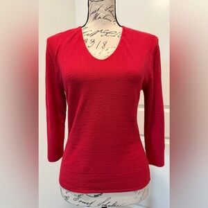 Vintage Cool Line Ltd Red V-Neckline 3/4 Sleeve Top
